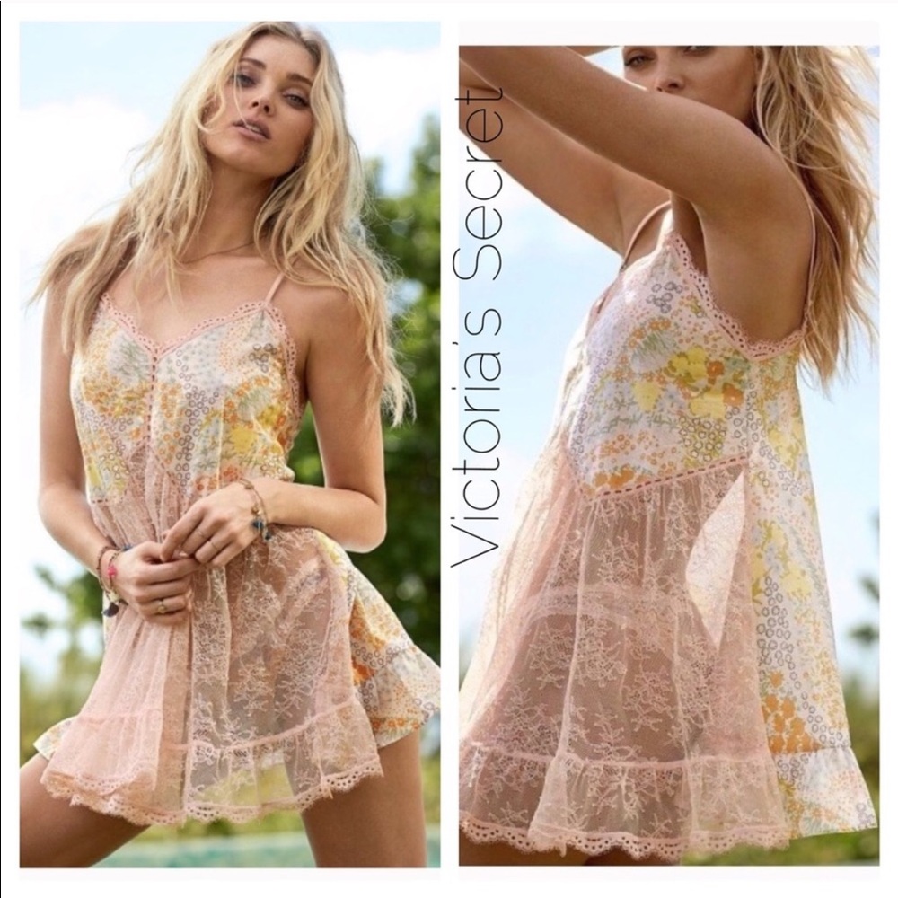 Victoria’s Secret Dream Angels Crochet and Lace Pastel Floral Nightgown